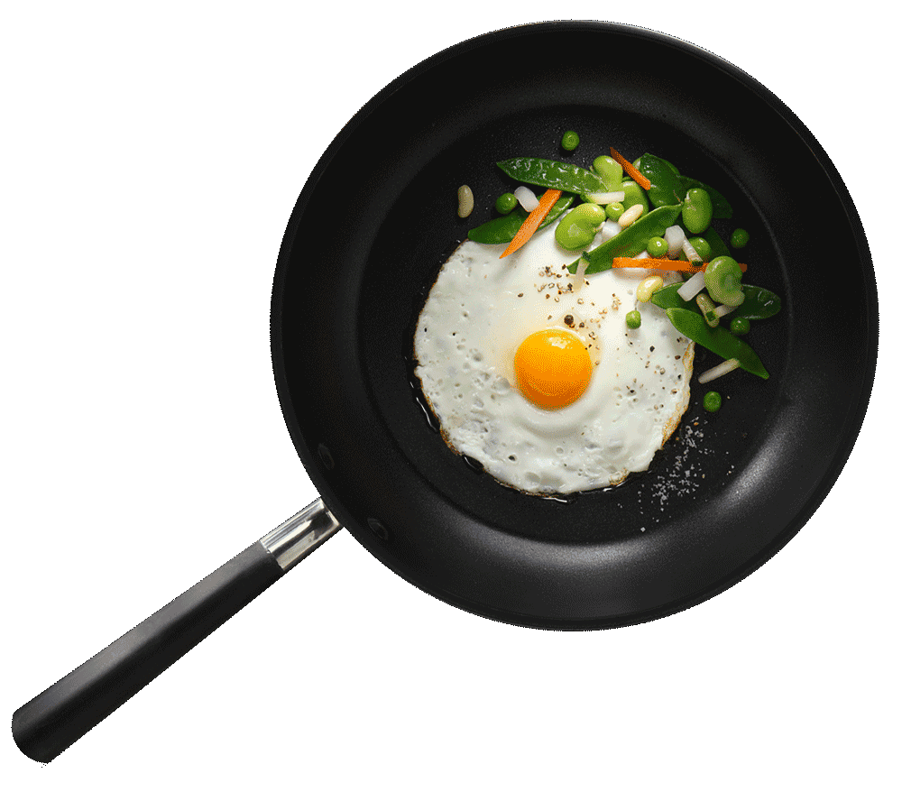 œuf au plat et se petits légumes